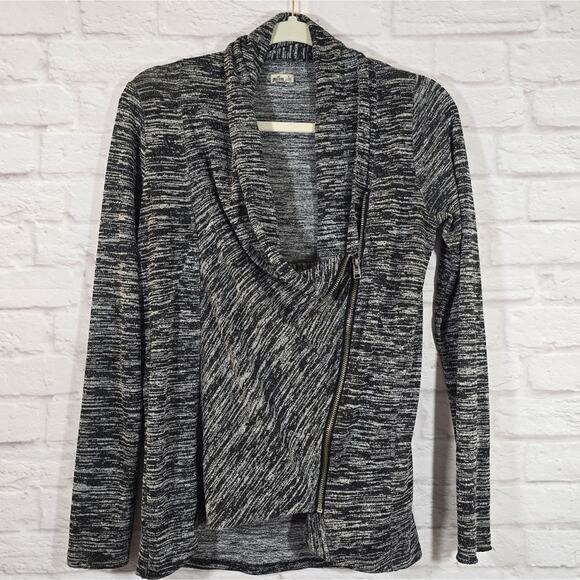 M Hollister Grey Side Zip Cardigan Sweater Jacket Women's Size M Moto Black - Picture 3 of 11